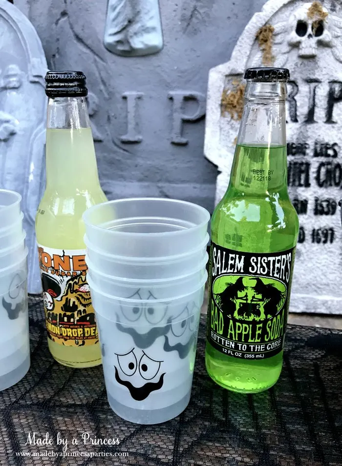Teen Halloween Party Ideas glow in the dark cups Made by a Princess #halloweenparty #teenhalloween