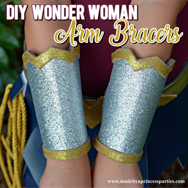 Create easy no sew Wonder Woman Movie inspired arm bracers out of foam and elastic