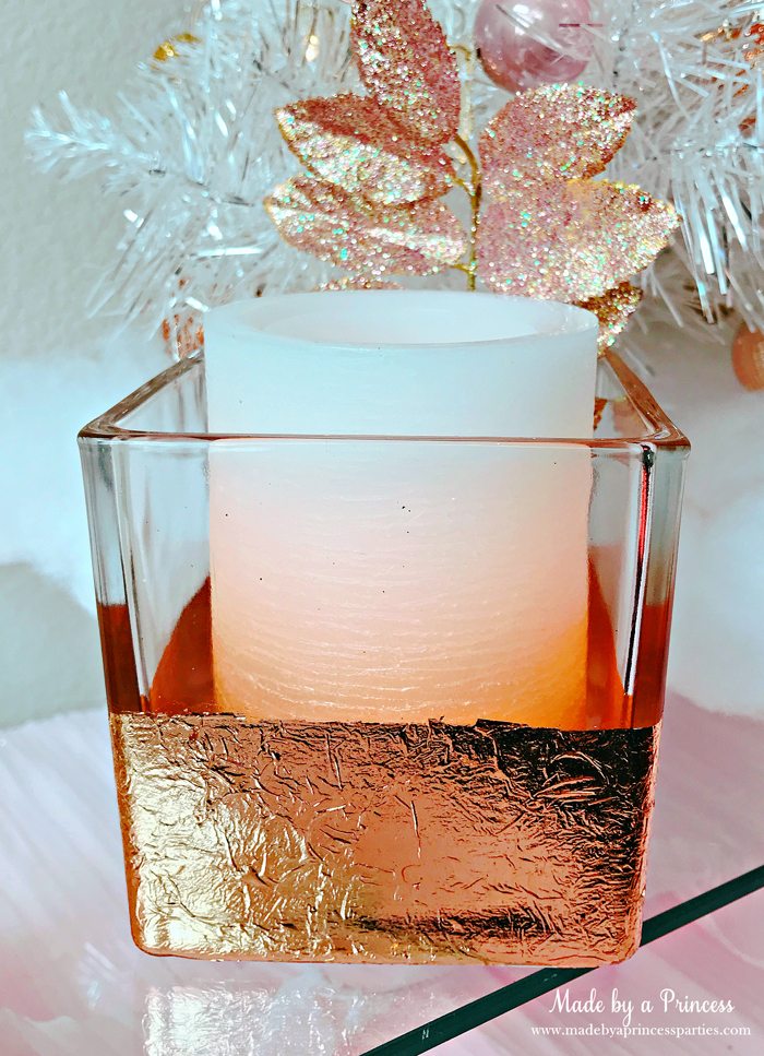 Rose Gold Foil Leaf Vase DIY Party Idea Fill with Candle or Flowers