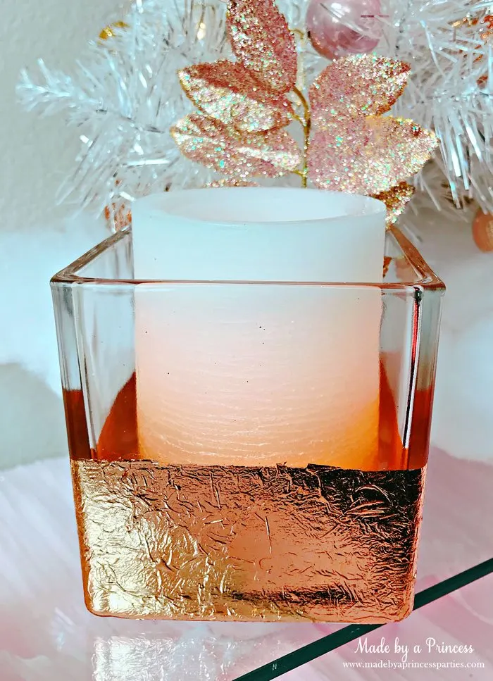 Rose Gold Foil Leaf Vase DIY Party Idea Fill with Candle or Flowers