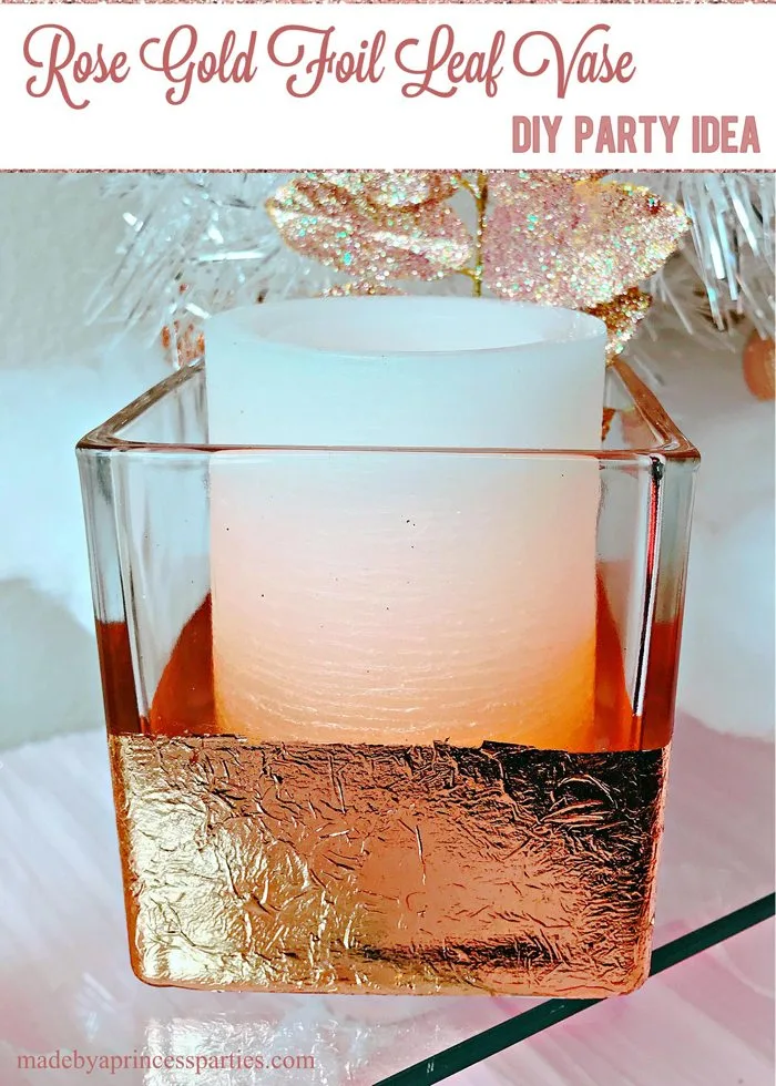 Rose Gold Foil Leaf Vase DIY Party Idea