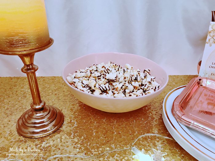 Winter WINEderland Holiday Party Pink Bowls from World Market Filled with Popcorn