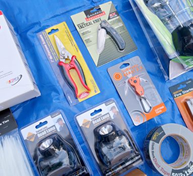 Unique School Auction Idea Emergency Preparedness Kit includes headlamps and zip ties