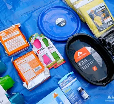 Unique School Auction Idea Emergency Preparedness Kit includes utensils and plates