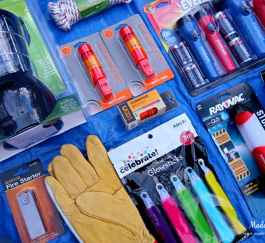 Unique School Auction Idea Emergency Preparedness Kit includes work gloves and whistles