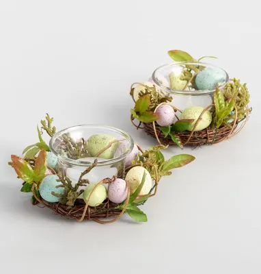 Peter Rabbit Tea Party Inspiration Egg Nest Tealights Candle Ring Set