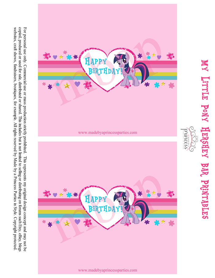 My Little Pony Party Food Ideas Hershey Bar Wrapper Free Printables by @MadebyaPrincess