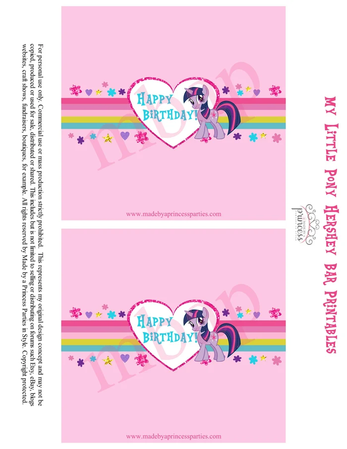 My Little Pony Party Food Ideas Hershey Bar Wrapper Free Printables by @MadebyaPrincess