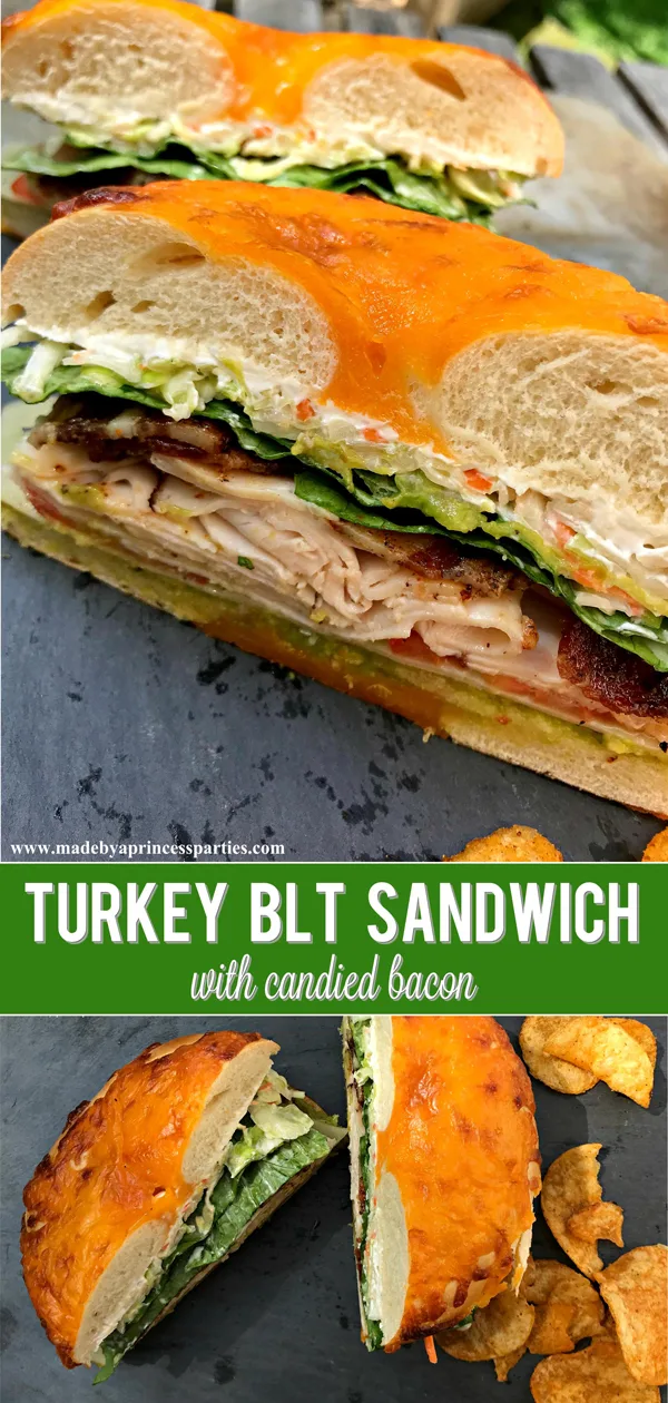 Best Turkey BLT Sandwich Recipe with candied bacon is sure to become your new favorite via @madebyaprincess #turkeysandwich #blt #bltsandwich #bestsandwich #recipe #turkeyblt #madebyaprincess