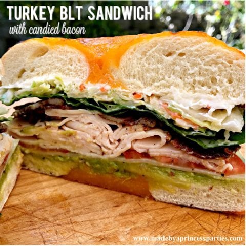 Best Turkey BLT Sandwich Recipe with candied bacon via @madebyaprincess #turkeysandwich #blt #bltsandwich #bestsandwich #recipe #turkeyblt #madebyaprincess