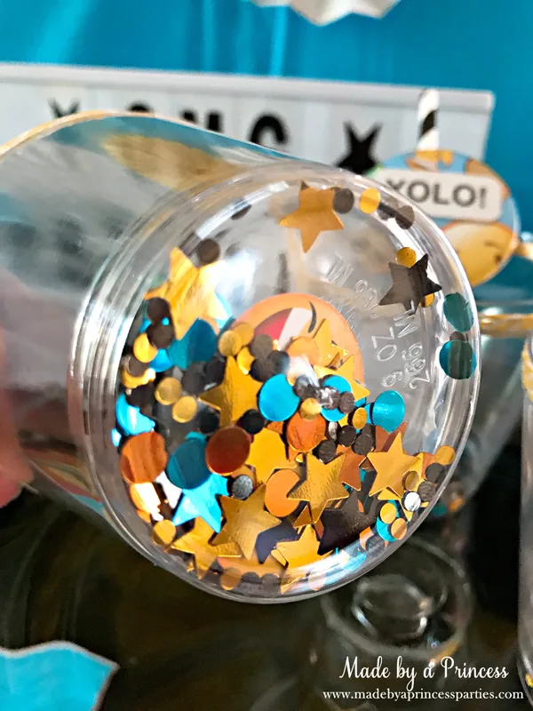 DIY Floating Confetti Sparkle Cup what it looks like from the bottom