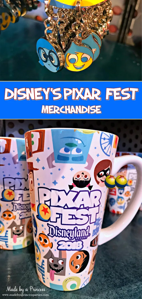 Disneylands Pixar Fest Exclusive Merchandise cute backpack charms and Pixar mugs #pixarfestmerchandise #pixarmug #insideoutcharms #pixarfest @madebyaprincess