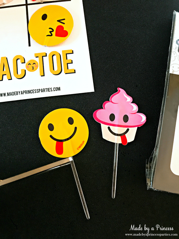 Emoji Tic Tac Toe Printable Board Game snip stick from cupcake picks