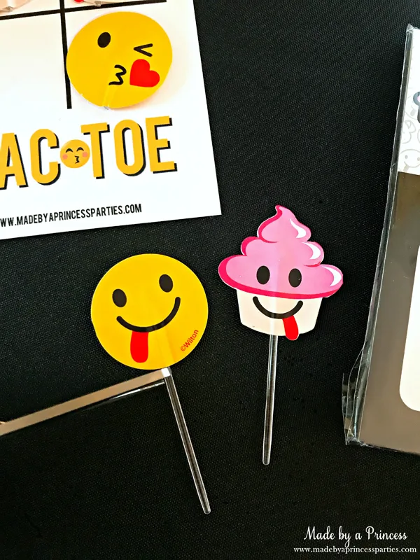 Emoji Tic Tac Toe Printable Board Game snip stick from cupcake picks