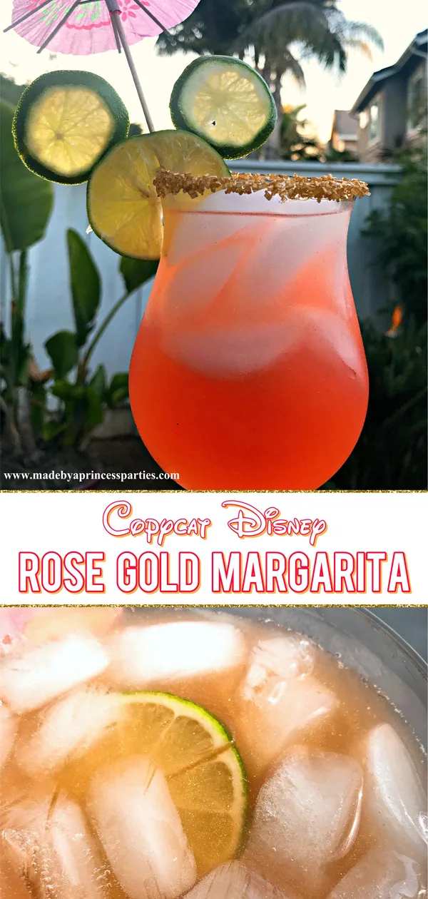 Copycat Disney Rose Gold Margarita like the one found at Barefoot Pool Bar at Polynesian Resort #rosegoldmargarita #copycatdisneyrecipe @madeby