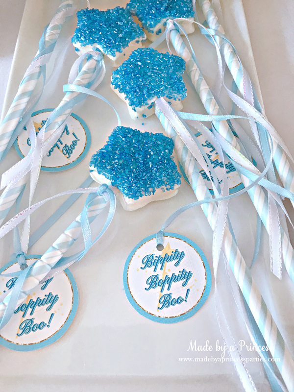 Disney Princess Party Ideas Cinderella Fairy Godmother marshmallow wands