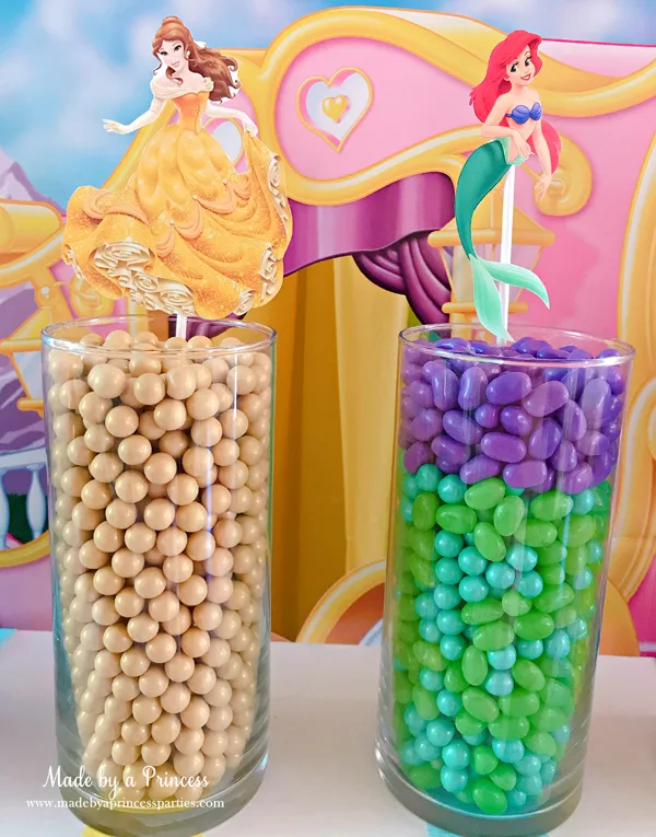 Disney Princess Party Ideas Little Mermaid Ariel and Beauty and the Beast Belle Candy