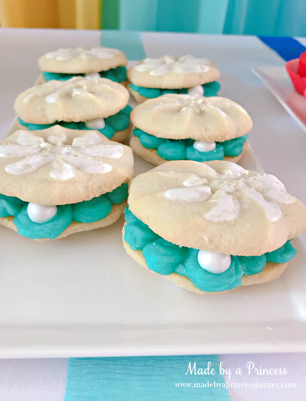 Disney Princess Party Ideas Little Mermaid Ariel pearl cookies