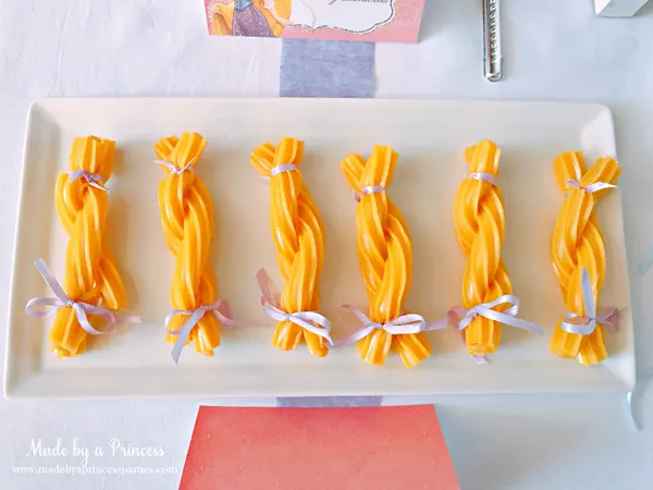 Disney Princess Party Ideas Tangled Rapunzel golden locks Twizzlers