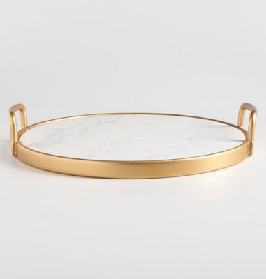 Golden Holiday Entertaining Essentials gold and marble tray