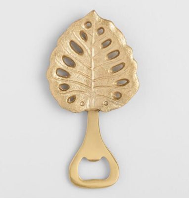 Golden Holiday Entertaining Essentials gold leaf bottle opener