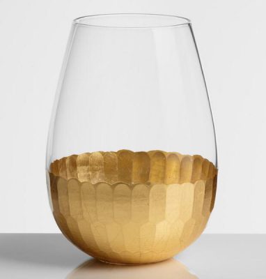 Golden Holiday Entertaining Essentials gold stemless wine glasses