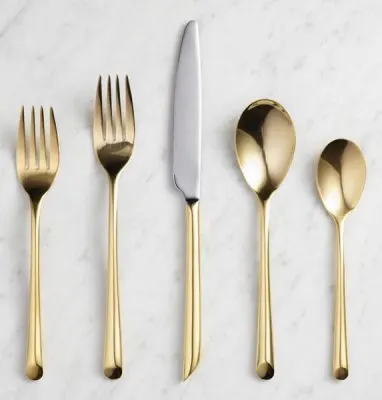 Golden Holiday Entertaining Essentials gold wave flatware