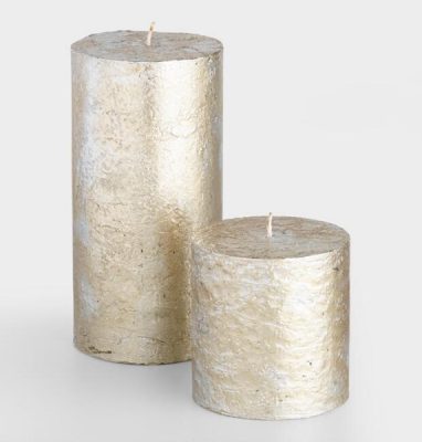 Golden Holiday Entertaining Essentials silver and gold mercury candles