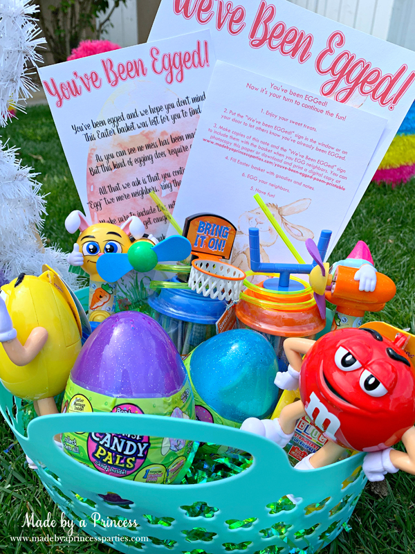 You've Been Egged Poem Printable Easter Activity basket of candy with printables