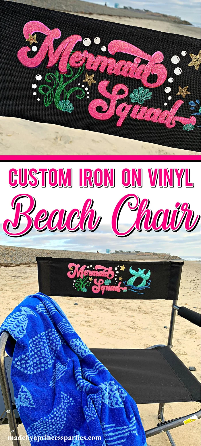 Create your own custom camping chair using an inexpensive camping chair and iron on vinyl