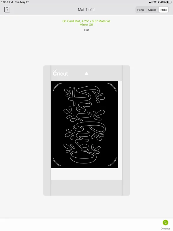Choose card mat in Design Space